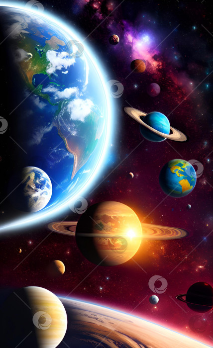 Скачать Абстрактная вселенная.  Звезды и планеты. фотосток Ozero