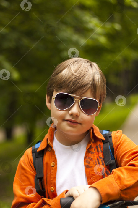 Скачать Портрет стильно одетого мальчика в солнцезащитных очках. Концепция очков. Молодой человек в парке в солнечную погоду. фотосток Ozero
