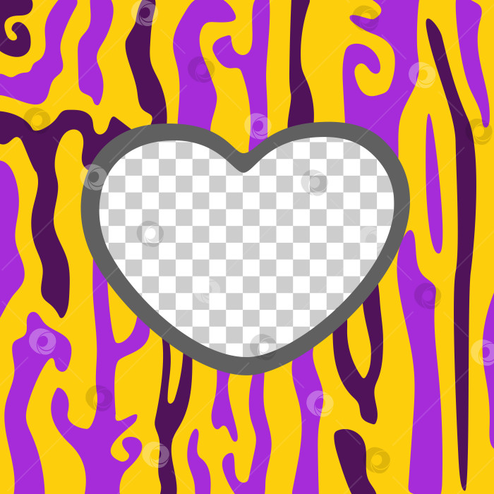 Скачать Яркий шаблон фоторамки с вырезанным сердцем - желто-фиолетовое векторное изображение фотосток Ozero