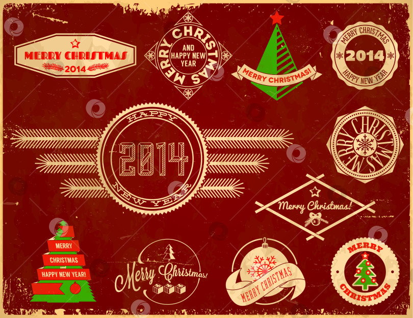 Скачать Набор рождественских винтажных этикеток фотосток Ozero