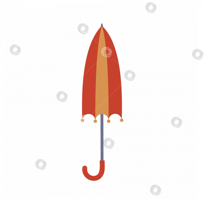 Скачать Закрытый зонтик от дождя. Векторная детская плоская мультяшная иллюстрация. Зонтик, резиновые сапоги и осень. Элемент дизайна, иконка, эмблема, дизайн логотипа. Символ прогноза погоды. фотосток Ozero