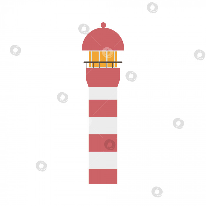 Скачать Розовый маяк, выделенный на белом фоне. Векторная мультяшная иллюстрация. Элемент дизайна для логотипа, баннера, визитной карточки или буклета. фотосток Ozero
