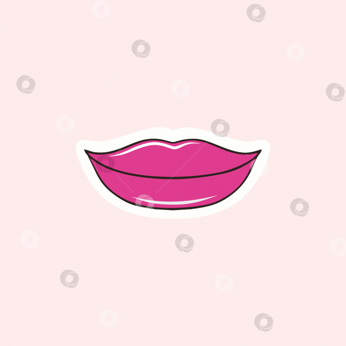 Скачать Женские губы, накрашенные розовой помадой. Красивые губы, выделенные на белом фоне. Векторная иллюстрация для красоты и моды. фотосток Ozero