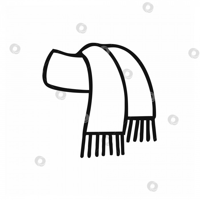 Скачать Рисованная иллюстрация шарфа. Шарф, нарисованный от руки. Векторный плоский значок зимней одежды. фотосток Ozero