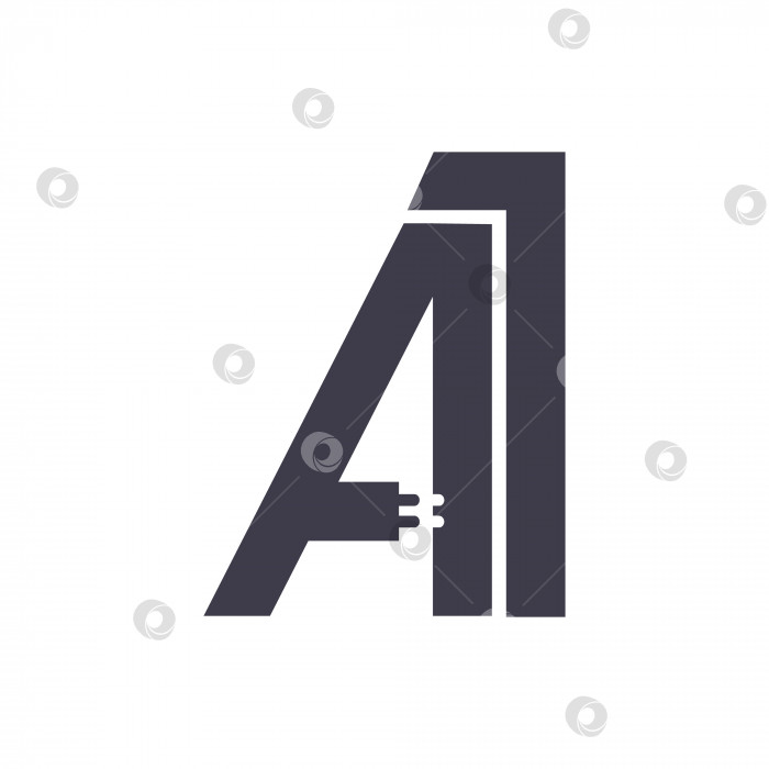 Скачать Логотип A1 для товаров для магазинов электроники, электрооборудования и цифровой техники. Дизайн логотипа, выделенный на белом фоне, микрочипы, электрическая розетка. Разработка визитных карточек, бирок и наклеек. фотосток Ozero