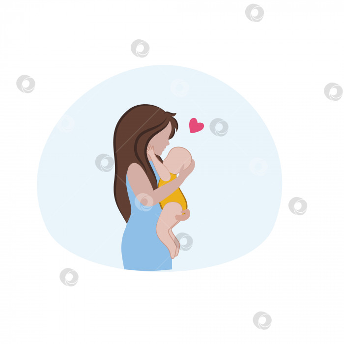 Скачать мать держит на руках новорожденного ребенка. Семейное счастье, беременность и материнство. Отношения между матерью и ребенком. Понятие любви к детям. Векторная плоская мультяшная иллюстрация. фотосток Ozero