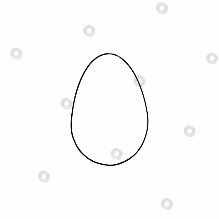 Скачать Куриное яйцо, нарисованное черной контурной линией. Рисунок яйца в стиле каракули. Векторный шаблон для дизайна. фотосток Ozero