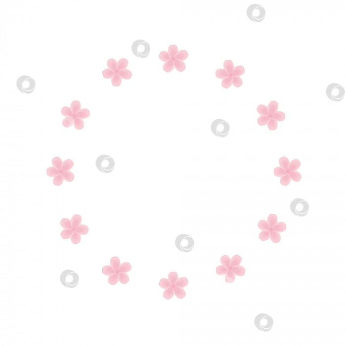 Скачать Векторная круглая рамка для украшения фотографий цветами. Весенняя японская сакура на белом фоне. Элемент дизайна для логотипа, плаката, баннера или фотоальбома фотосток Ozero