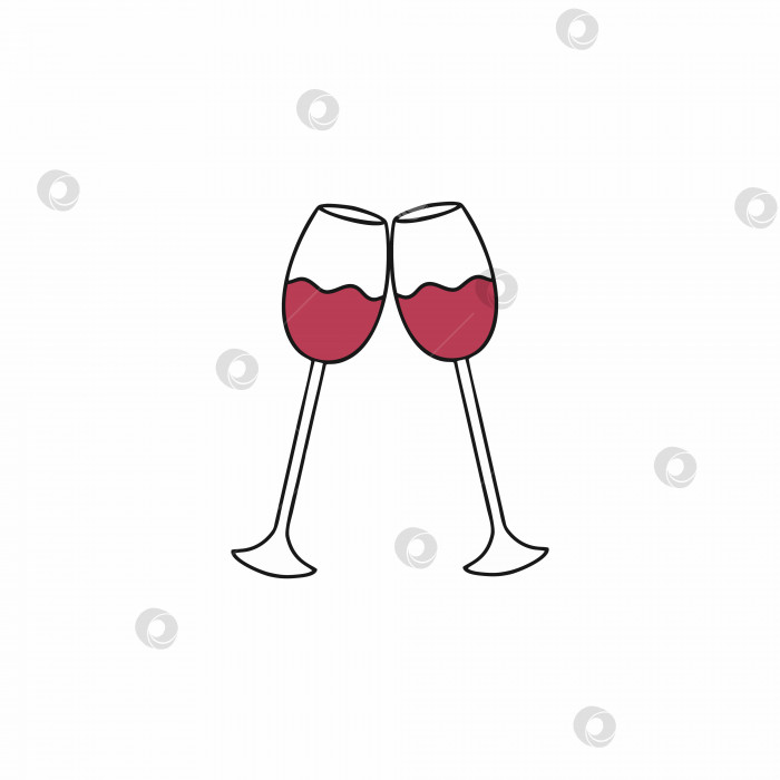 Скачать Два бокала для вина с красным вином, выделенные на белом фоне. фотосток Ozero