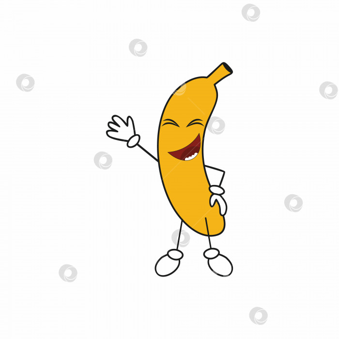 Скачать Забавный смайлик. Желтый банан с закрытыми глазами и насмешливой улыбкой. фотосток Ozero