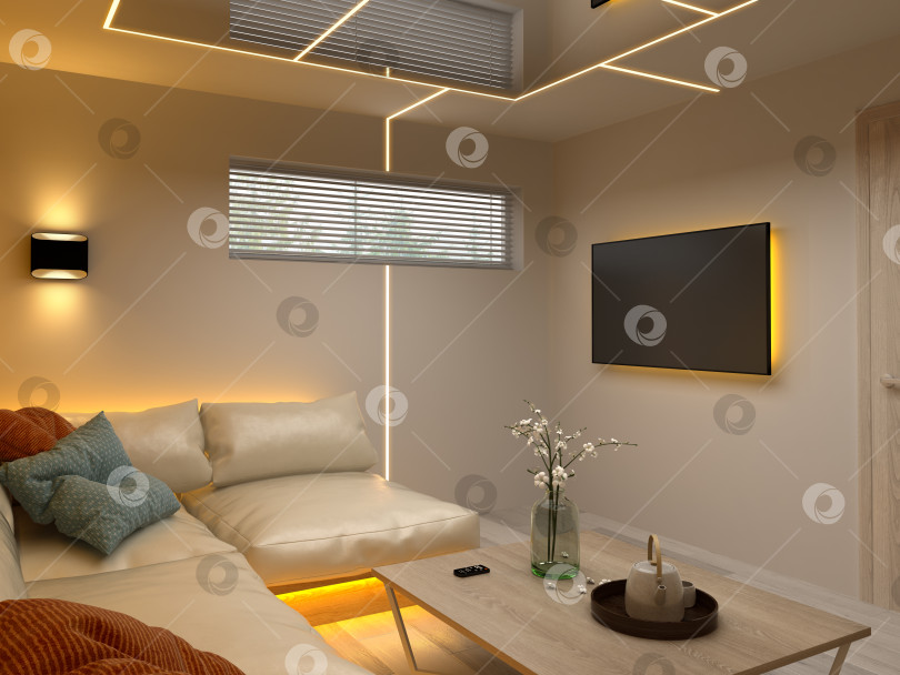 Скачать Интерьер комнаты современного дизайна 3D иллюстрация фотосток Ozero