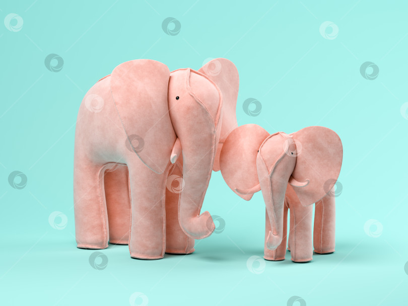 Скачать Розовые слоны на синем фоне 3D иллюстрация фотосток Ozero