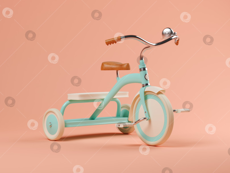Скачать Синий велосипед на розовом фоне 3D иллюстрация фотосток Ozero