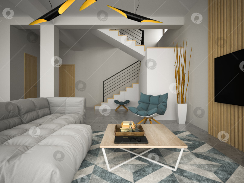 Скачать Интерьер комнаты современного дизайна 3D иллюстрация фотосток Ozero