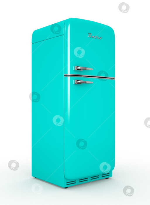 Скачать Ретро холодильник с изолированным белым фоном 3D рендеринг фотосток Ozero