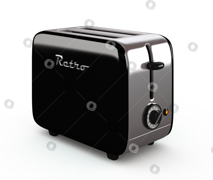 Скачать Винтажный тостер, выделенный на белой 3D-иллюстрации фотосток Ozero