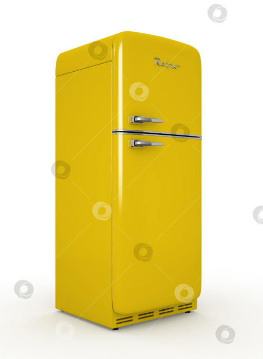 Скачать Ретро холодильник с изолированным белым фоном 3D рендеринг фотосток Ozero