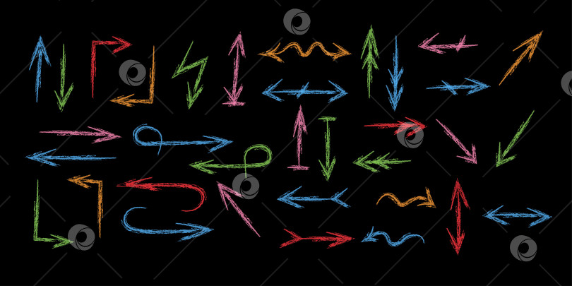 Скачать Набор различных меловых стрелок, указывающих в разные стороны. фотосток Ozero