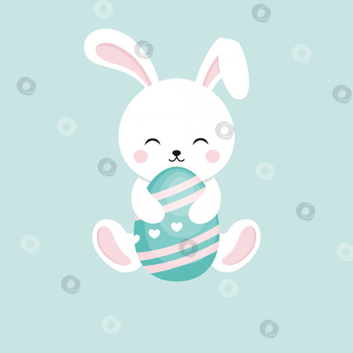 Скачать Милый пасхальный кролик и яркое яйцо. Векторная иллюстрация к празднику Пасхи. фотосток Ozero