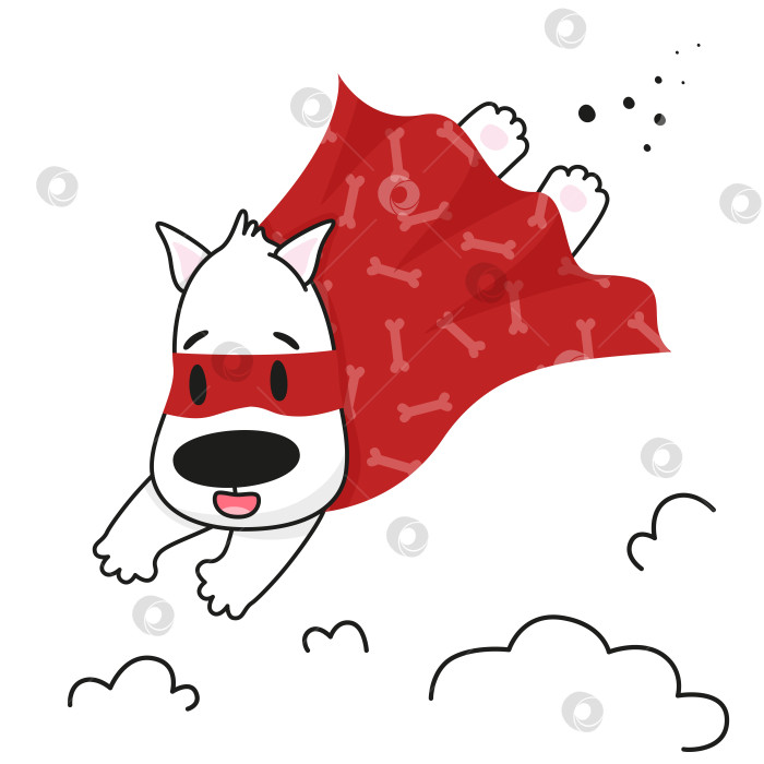 Скачать Милый щенок-супергерой. Забавный пес в одежде героя. Векторная иллюстрация. фотосток Ozero