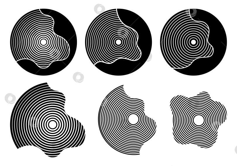 Скачать Набор абстрактных векторных круглых форм, значков. Части виниловых пластинок. Круглый логотип. фотосток Ozero