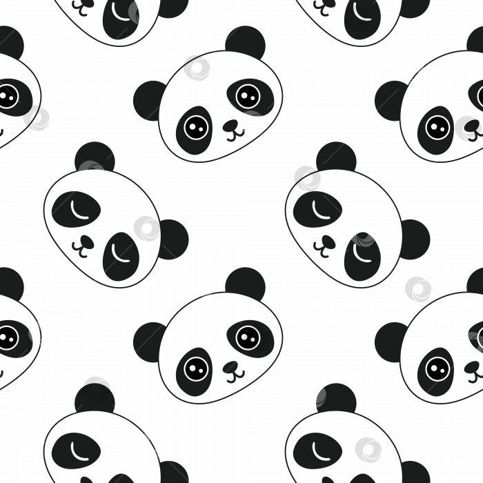 Скачать Бесконечный бесшовный фон с пандами для пошива детской одежды. Обои для печати на ткани или упаковочной бумаге. фотосток Ozero