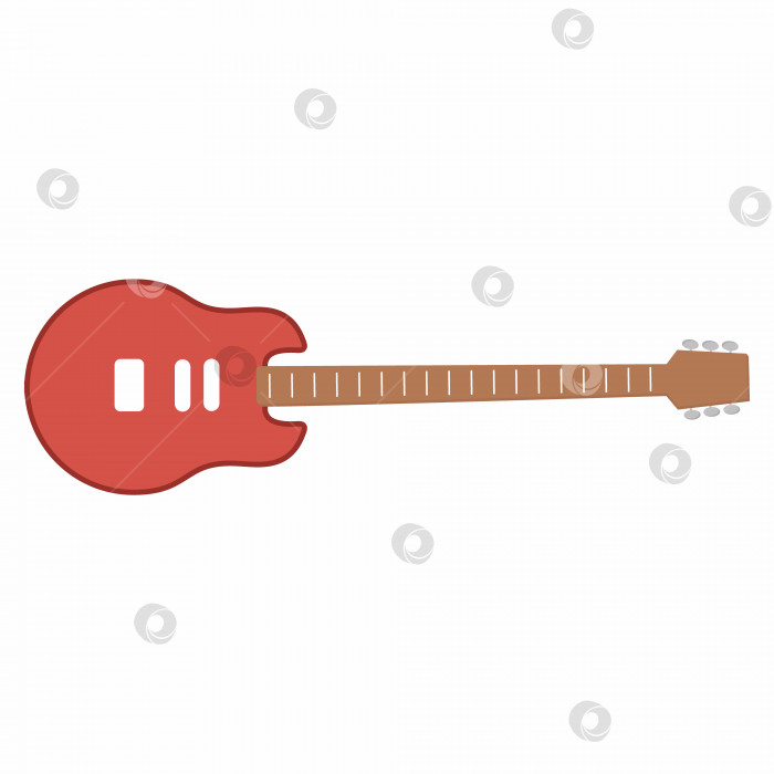 Скачать Красная гитара, выделенная на белом фоне. Векторная иллюстрация музыкального инструмента. фотосток Ozero