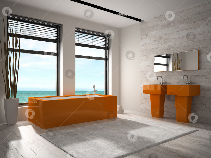 Скачать Интерьер современной ванной комнаты с 3D-рендерингом фотосток Ozero