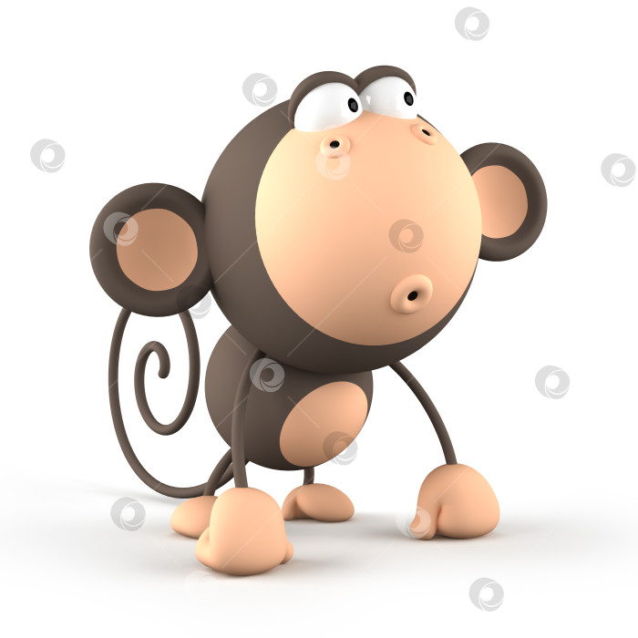 Скачать Мультяшная обезьяна, изолированная на белом фоне 3D рендеринг 2 фотосток Ozero