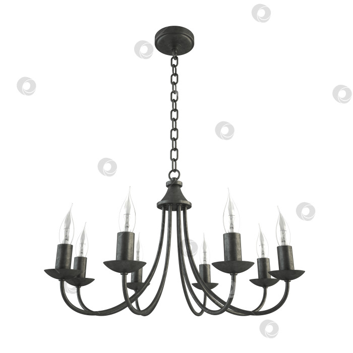 Скачать Classic forged black chandelier isolated on white background фотосток Ozero