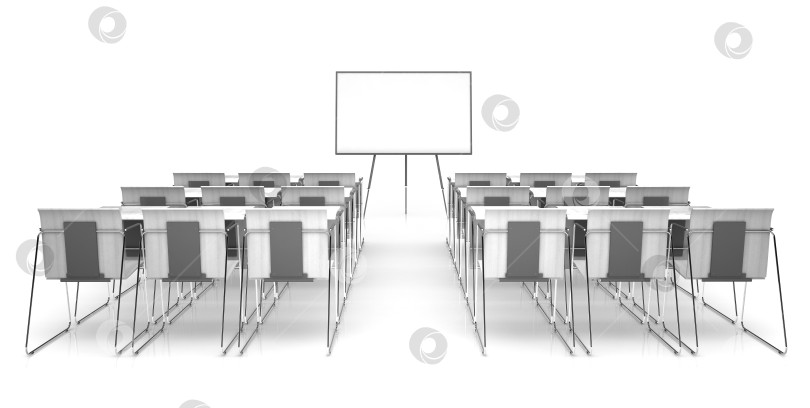 Скачать Classroom isolated on white background 3D renderimg фотосток Ozero