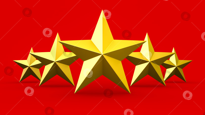 Скачать Five gold stars isolated on red background фотосток Ozero