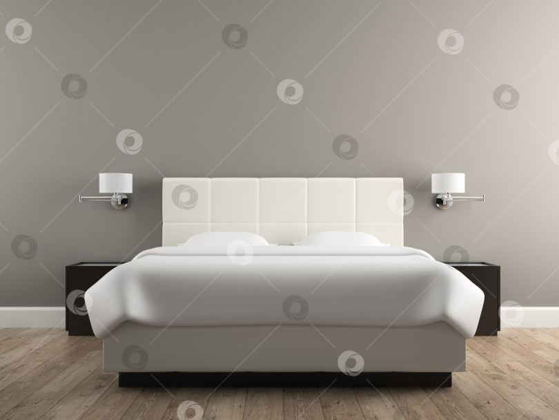 Скачать Интерьер спальни современного дизайна с 3D-рендерингом фотосток Ozero