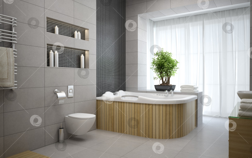 Скачать Interior of the modern design  bedroom 3D rendering 4 фотосток Ozero