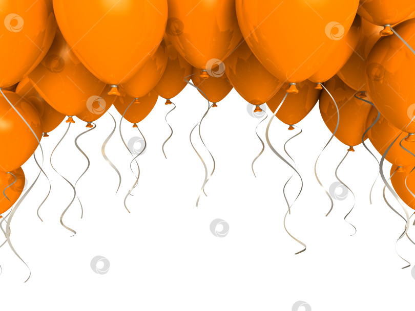 Скачать Orange party ballons on white background фотосток Ozero