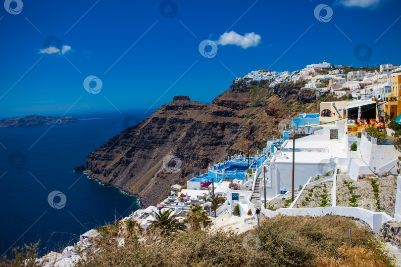 Скачать Греция Санторини прекрасная панорама острова фотосток Ozero