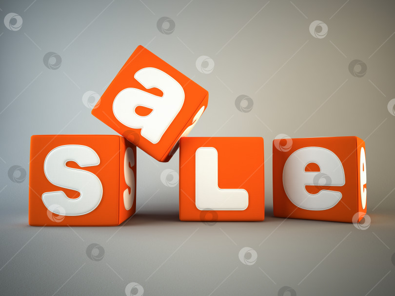 Скачать Надпись о продаже на кубиках ткани orangel фотосток Ozero