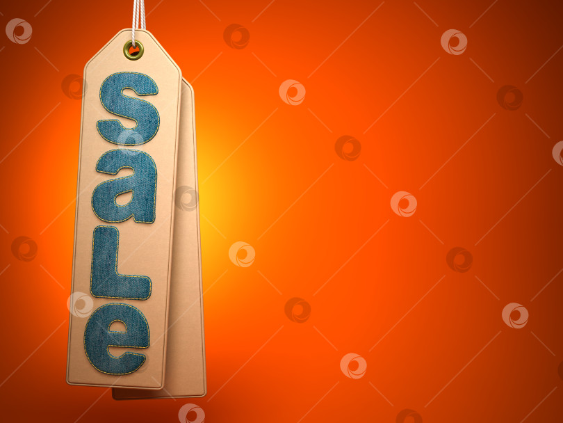 Скачать Paper label with denim SALE word on orange background фотосток Ozero