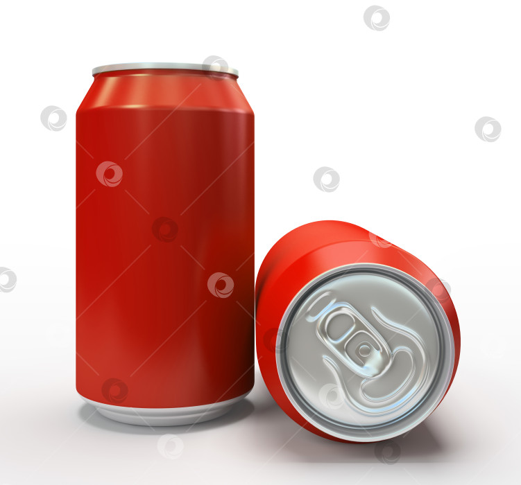 Скачать Red alluminium cans on white background фотосток Ozero