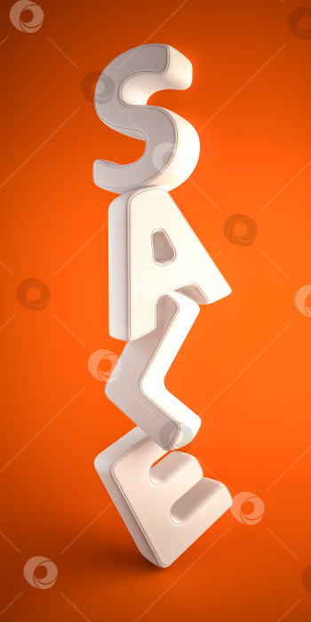 Скачать Vertical  white SALE word on orange background   фотосток Ozero