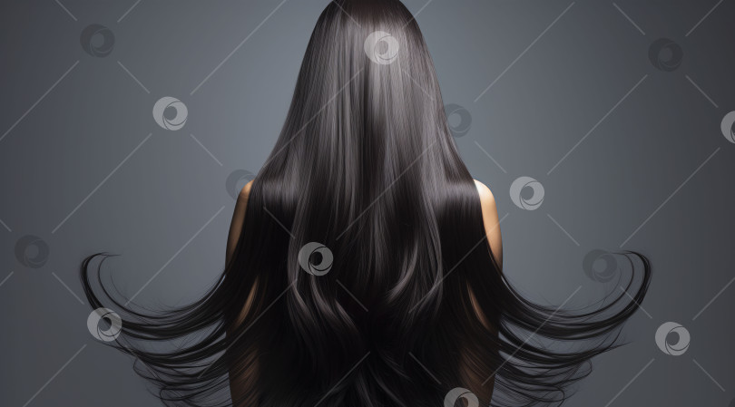 Скачать Длинные густые волосы взрослой женщины, вид сзади, сгенерированный искусственным интеллектом фотосток Ozero