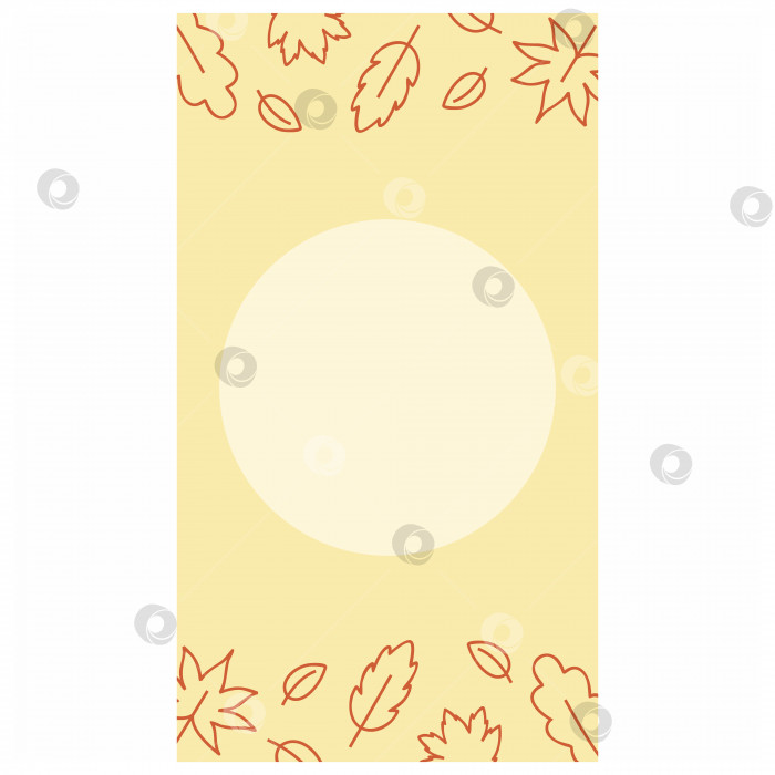Скачать Осенний желтый фон для историй. Осенние каракули из листьев на желтом узоре. Дизайн интернет-страницы, баннера или приглашения. Векторная контурная иллюстрация для веб-сайта фотосток Ozero