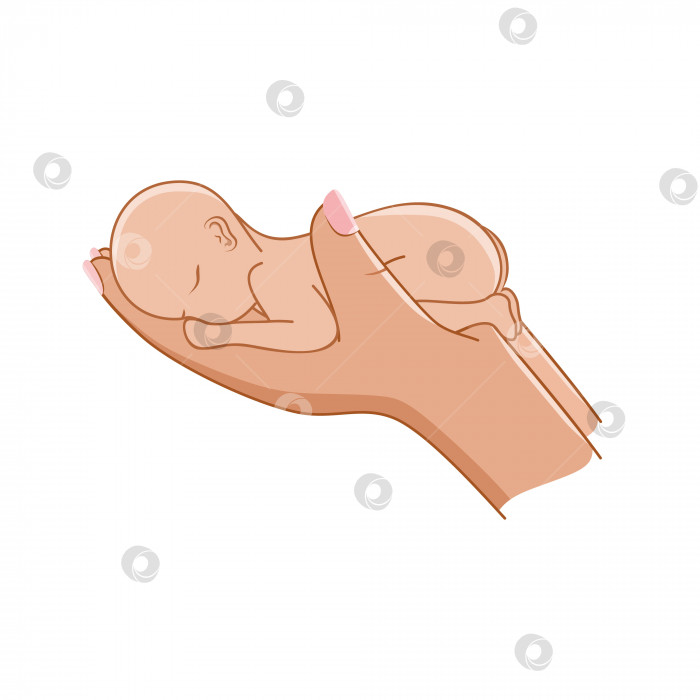 Скачать Ребенок лежит на руках матери. Векторная иллюстрация ко дню недоношенных детей. Всемирный день недоношенности отмечается 17 ноября. Международный день защиты детей. фотосток Ozero