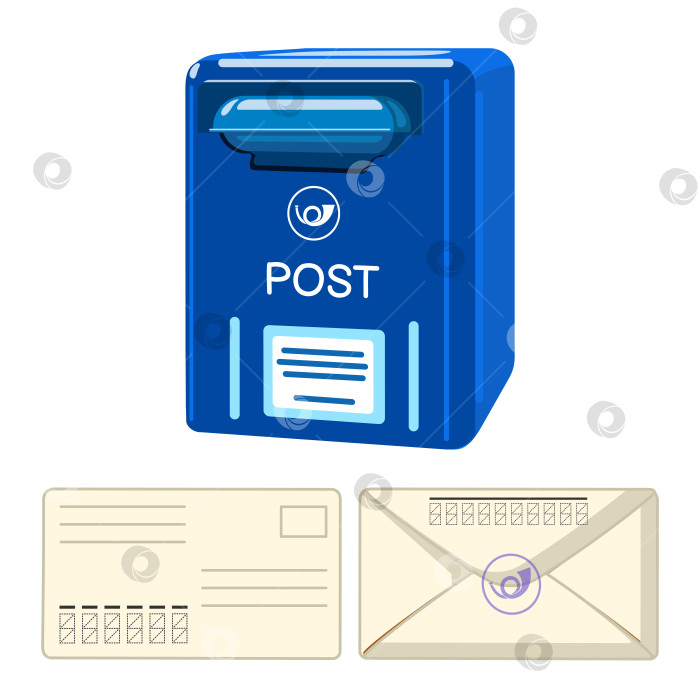 Скачать Русский традиционный настенный почтовый ящик и конверты для писем. Векторное изображение, выделенное на белом фоне фотосток Ozero