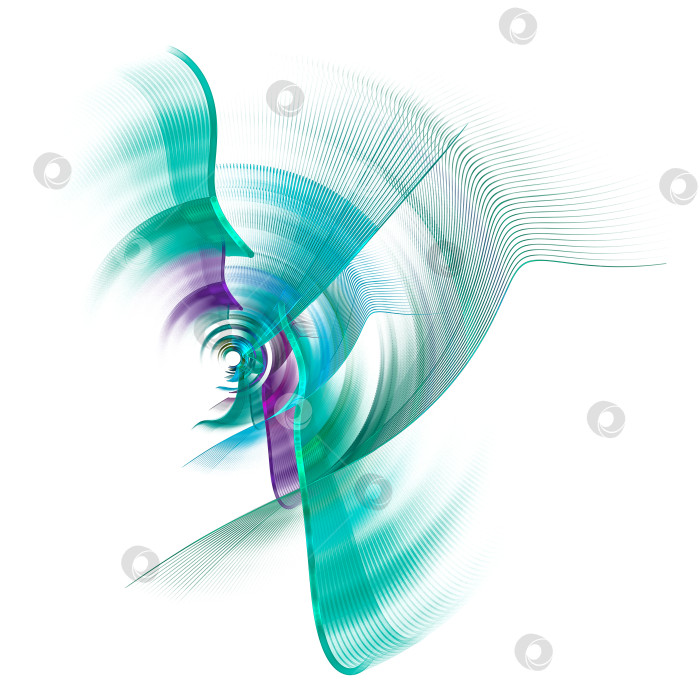 Скачать Абстрактные бирюзовые лезвия различной формы вращаются вокруг оси. Элемент графического дизайна. Технический символ или логотип. 3D-рендеринг. 3D-иллюстрация фотосток Ozero