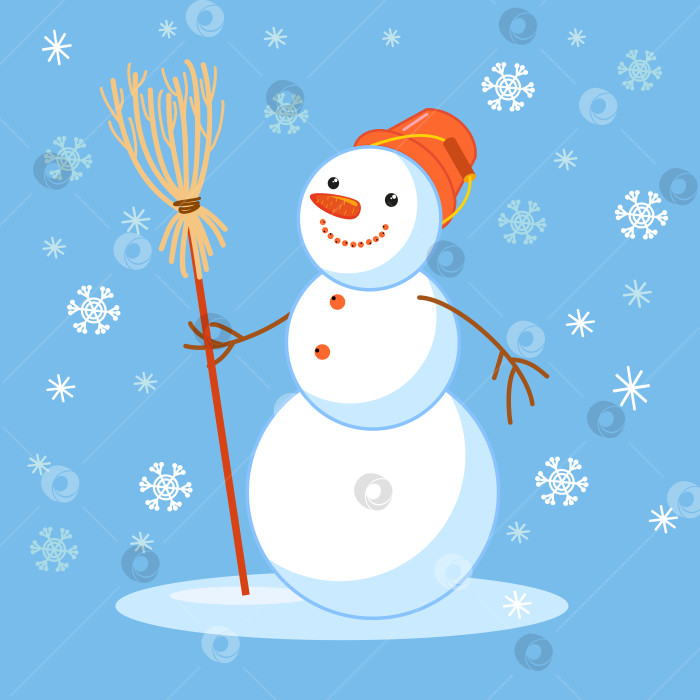 Скачать Традиционный русский снеговик. Векторный персонаж фотосток Ozero