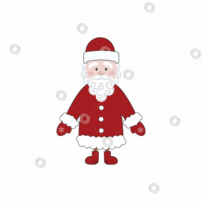 Скачать Фигура русского Деда Мороза на белом фоне. Векторная плоская рождественская елочная игрушка. Символ нового года и Рождества. фотосток Ozero