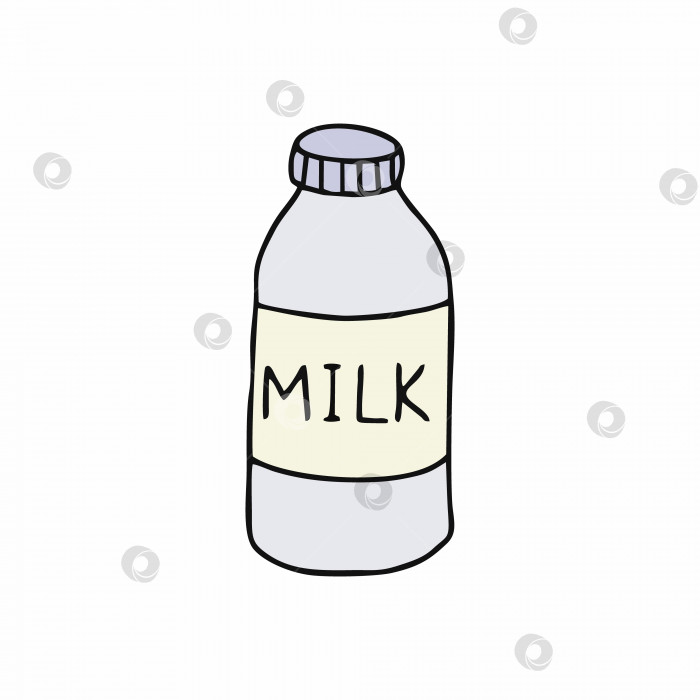 Скачать Банка с молоком, нарисованная в стиле каракулей. Векторная контурная иллюстрация для молочных продуктов. фотосток Ozero