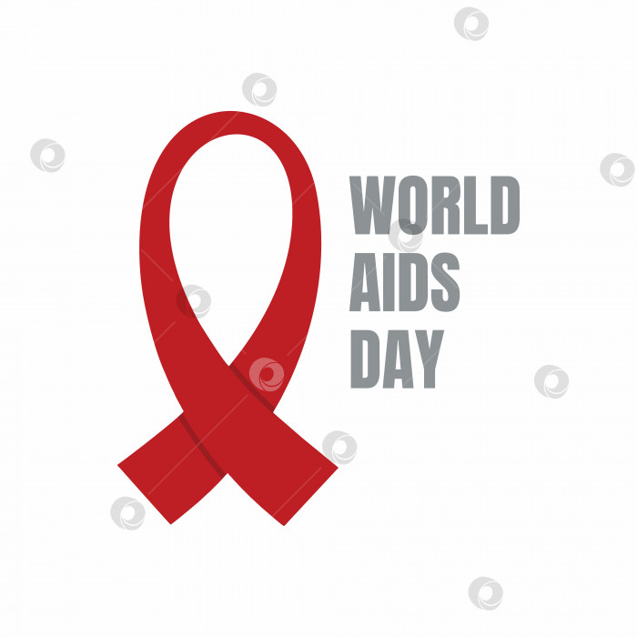 Скачать Красная лента ко всемирному дню борьбы со СПИДом, выделенная на белом фоне. фотосток Ozero