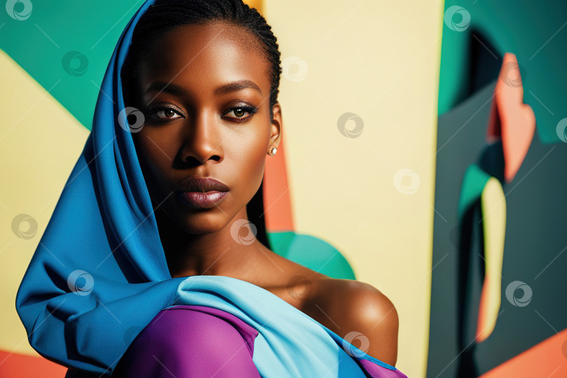 Скачать Красивая афроамериканка, гламурный снимок портрета чернокожей женщины, элегантная фотосток Ozero